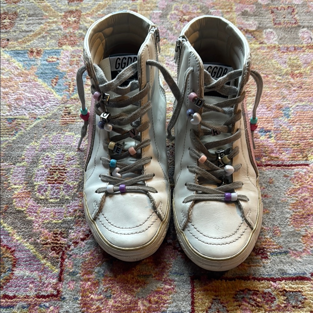 Golden Goose high top sneakers with beaded laces
